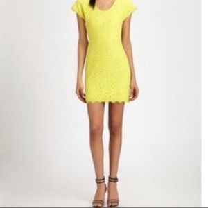 DVF Wanda Mini Lace Dress Limoncello